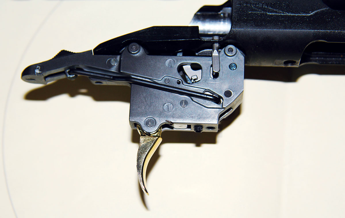 Browning’s new DLX trigger includes a three-lever mechanism that provides a crisp trigger free of initial take-up or post-shot overtravel. It can also be dialed down to 3 pounds by the owner.